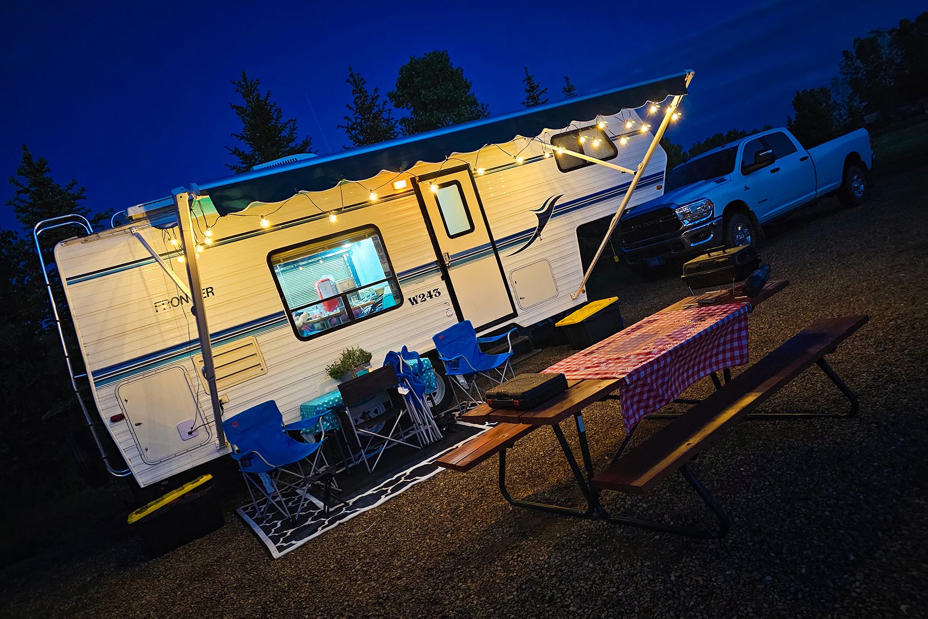 Fawning over the awning 02, Prairie Oasis Park, Sheerness, AB, 2025-06-14