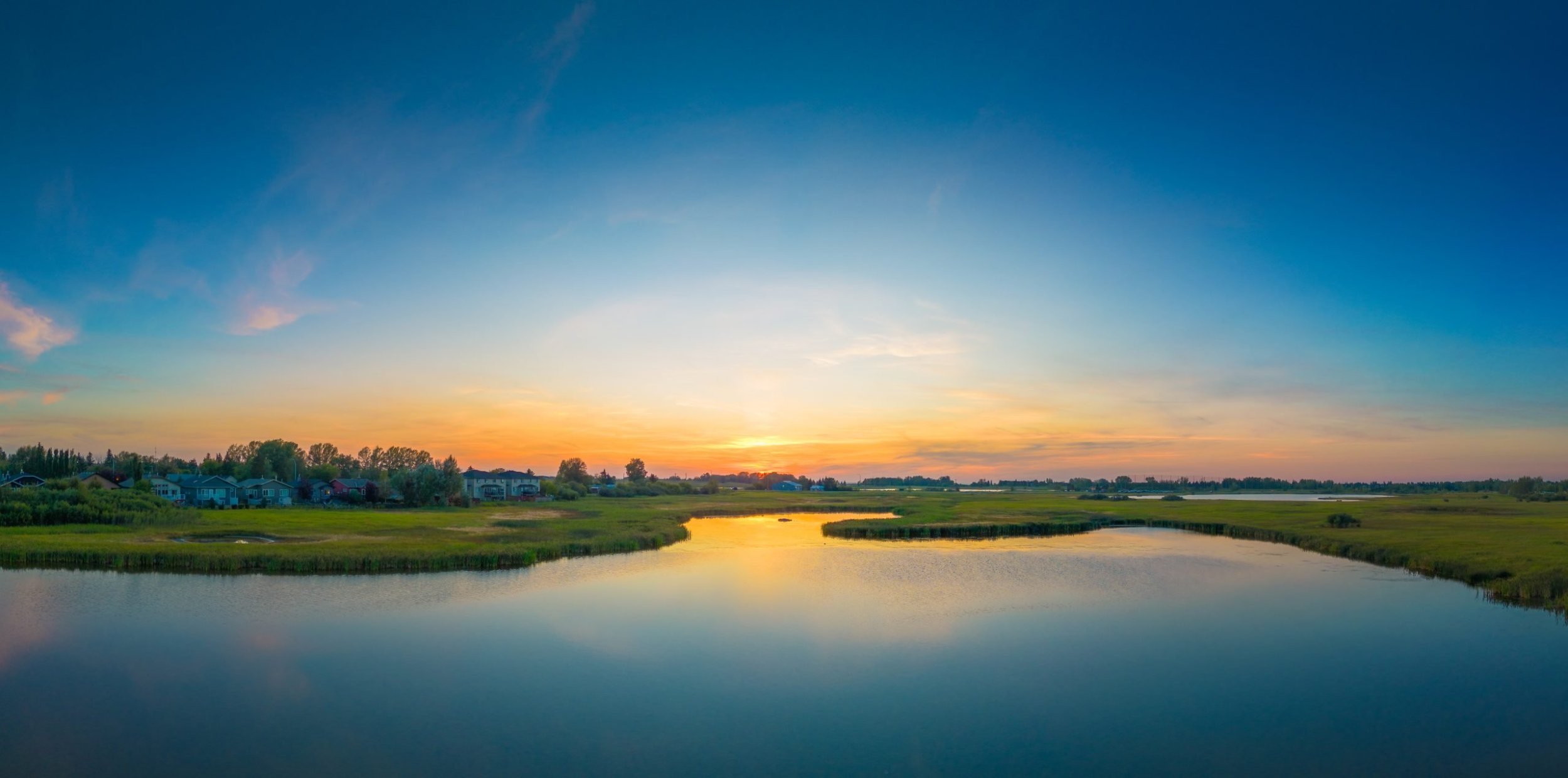 Muted sunset, Lower Gray Pond, Strathmore, AB, 2024-08-22